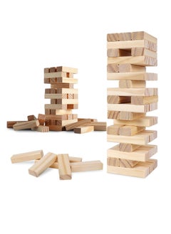 Generic Wooden Blocks 54 Pcs Building Blocks Game Challenging Wooden Tumbling Tower, Wooden Stacking Toys Board Educational Puzzle Game for Adults and Kids (Wooden)  - Image 1