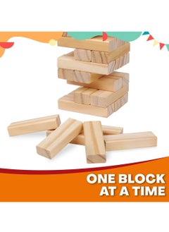Generic Wooden Blocks 54 Pcs Building Blocks Game Challenging Wooden Tumbling Tower, Wooden Stacking Toys Board Educational Puzzle Game for Adults and Kids (Wooden)  - Image 2