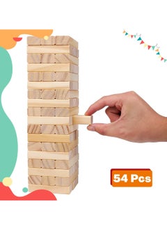 Generic Wooden Blocks 54 Pcs Building Blocks Game Challenging Wooden Tumbling Tower, Wooden Stacking Toys Board Educational Puzzle Game for Adults and Kids (Wooden)  - Image 4