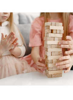 Generic Wooden Blocks 54 Pcs Building Blocks Game Challenging Wooden Tumbling Tower, Wooden Stacking Toys Board Educational Puzzle Game for Adults and Kids (Wooden)  - Image 5