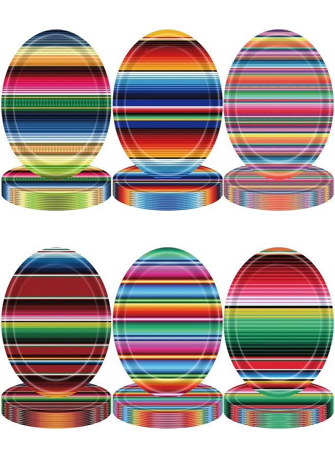 Pickmesh 48 Pcs Fiesta Paper Plates 7 Inch Mexican Party Colorful Stripes Dessert Plates Decorative Dinnerware for Cinco De Mayo Birthday Taco Party Decorations Favors - Image 1