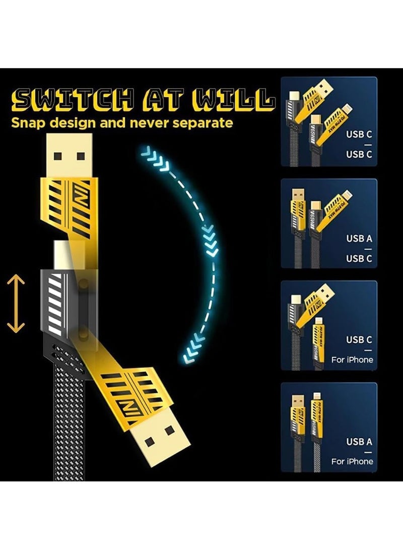 4 IN 1 Multi-function Super-Fast USB Charging Cable,C Cable, Metal Cable, Braided Cable 65W USB C USB A, Gold Plated 27W, USB Charging Cable Compatible with Smart Phones,13,14 along with Cable Holder - Image 4