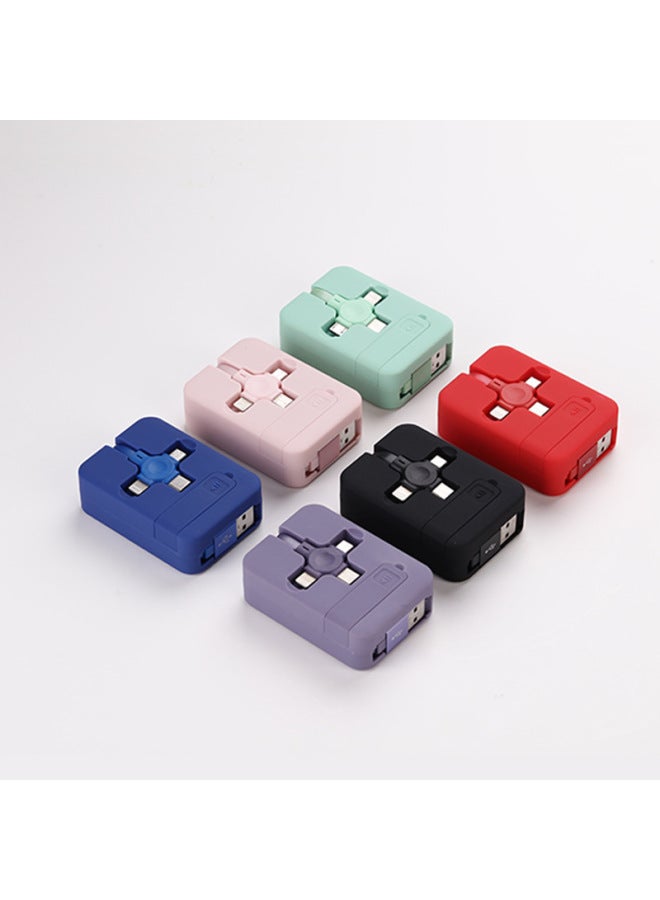 Super Fast Charging Three-in-one Retractable Phone Stand Data Cable Macron Universal Usb-c Type-c Android Phones-Model:Cyan - Image 3