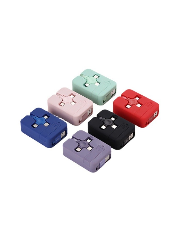 Super Fast Charging Three-in-one Retractable Phone Stand Data Cable Macron Universal Usb-c Type-c Android Phones-Model:Cyan - Image 2