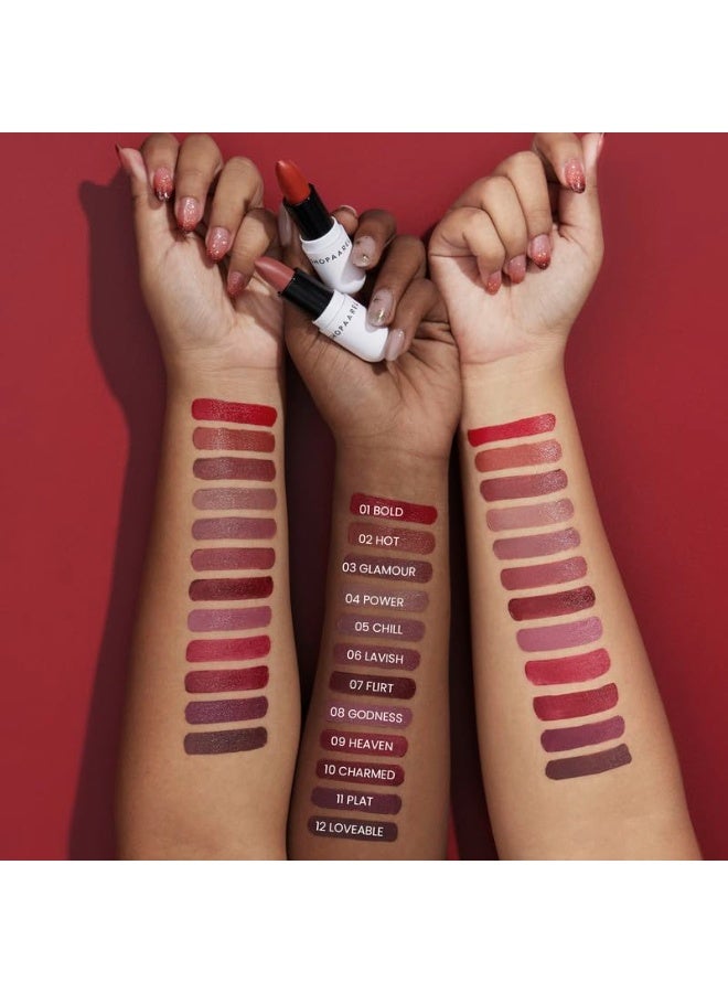شوبارل أحمر الشفاه "فيلفيت فيوجن مات" (Velvet Fusion Matte) من Shopaarel – ترطيب يدوم طويلاً ولمسة نهائية مخملية ناعمة – درجة Power04 - Image 2