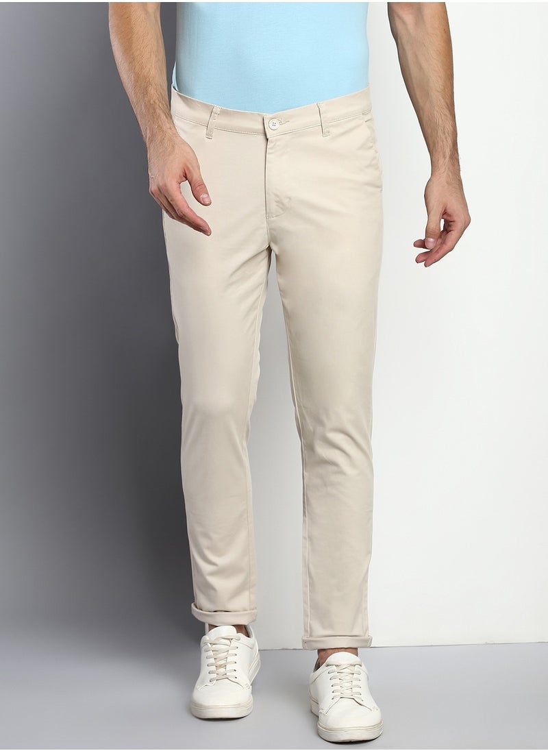 Dennis Lingo Men's Cream Tapered Fit Cotton Chino  - Image 2