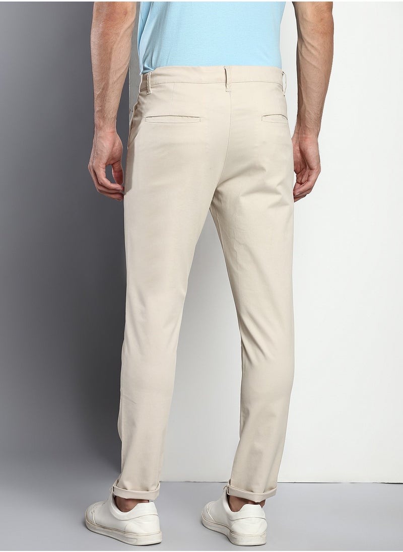 Dennis Lingo Men's Cream Tapered Fit Cotton Chino  - Image 5