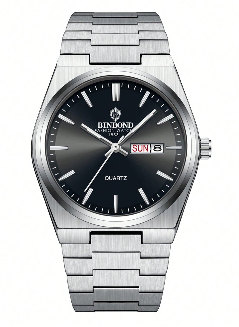 بينبوند ساعة BINBOND للرجال من الكوارتز الفاخرة ذات العلامة التجارية الأعلى ساعة أصلية للرجال مقاومة للماء ومضيئة وتاريخ الأسبوع من الفولاذ المقاوم للصدأ للرجال - Image 2