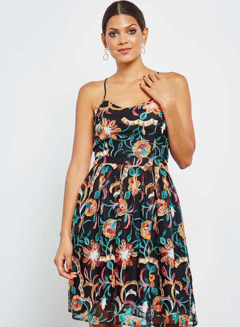 ONLY Back Criss Cross Embroidered Dress