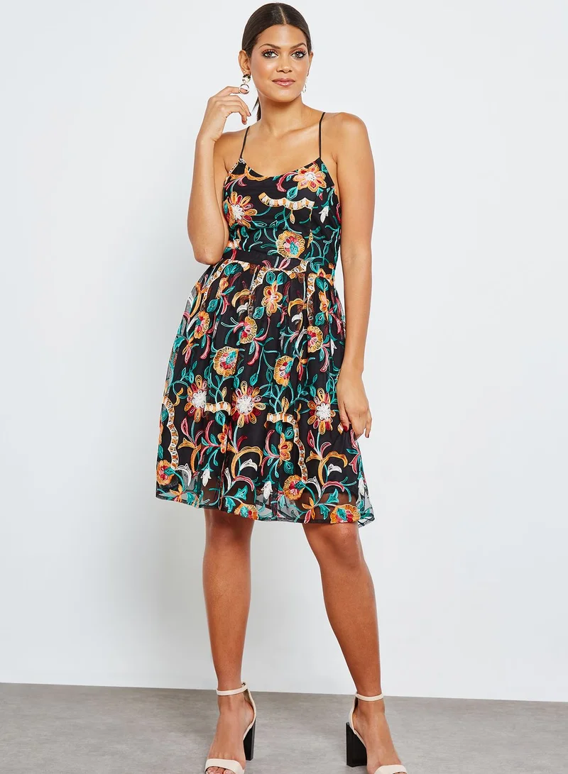 ONLY Back Criss Cross Embroidered Dress