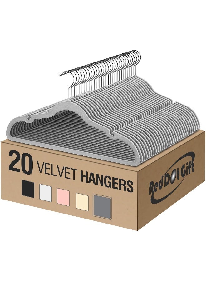 Red Dot Gift Red Dot Gift Pack of 20 Velvet Clothes Hangers 45cm Heavy Duty Durable Coat and Clothes Hangers - Image 1