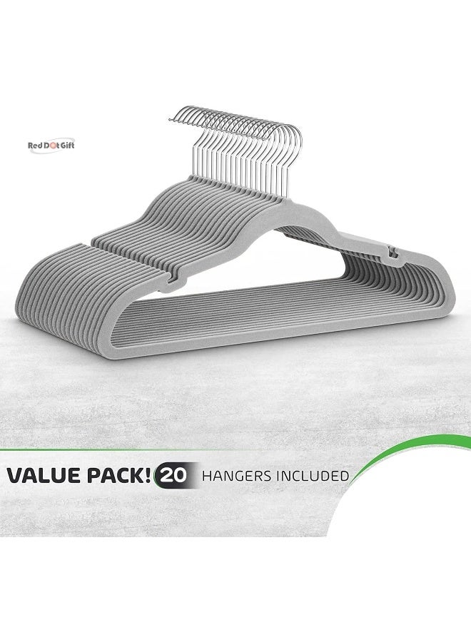 Red Dot Gift Red Dot Gift Pack of 20 Velvet Clothes Hangers 45cm Heavy Duty Durable Coat and Clothes Hangers - Image 3