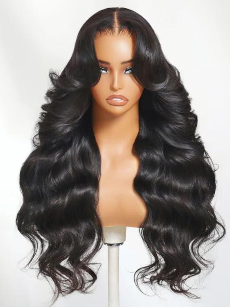 UNICE Real Scalp Glueless Wig Human Hair Pre Plucked Pre Cut 13x4 HD Lace Front Wigs Human Hair Loose Wave with Face Framing Curtain Bangs Bleached Knots Natural Hairline 150 Density 24 inch - Image 2