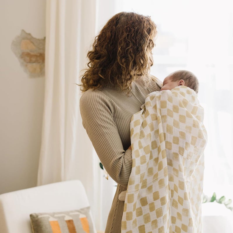 Little Unicorn Adobe Checker Cotton Muslin Swaddle Blanket - Image 5