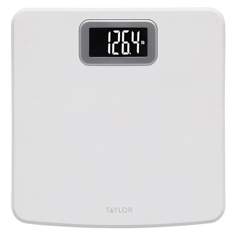 Taylor Digital Scale for Body Weight High 400 LB Capacity Easy to Read Readout Display with Silver Bezel Accent Durable Platform White