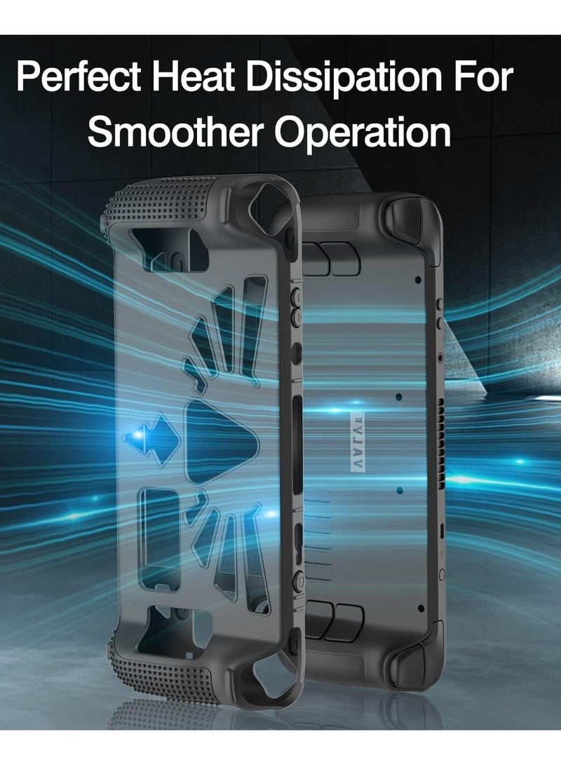 general MAKINGTEC Steam Deck Standing Protective Case, Thickening Silicone Accessories Protector, Soft Cover Skin Shell with 2 Pairs Thumb Grips, Full Protection Kit to Anti-Slip for Valve Stream Deck (Black) - Image 2