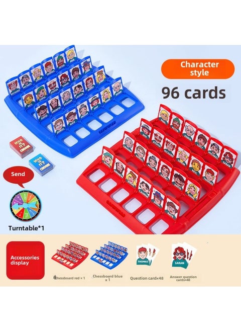 Children's Board Game Guess Who I Am Parent-child Interactive Early Education Desktop Toy Logical Reasoning Game Guess Person Toy-Color:[Characters] 96 Cards + Punishment Plate Large Guess Who I Am (color Box)