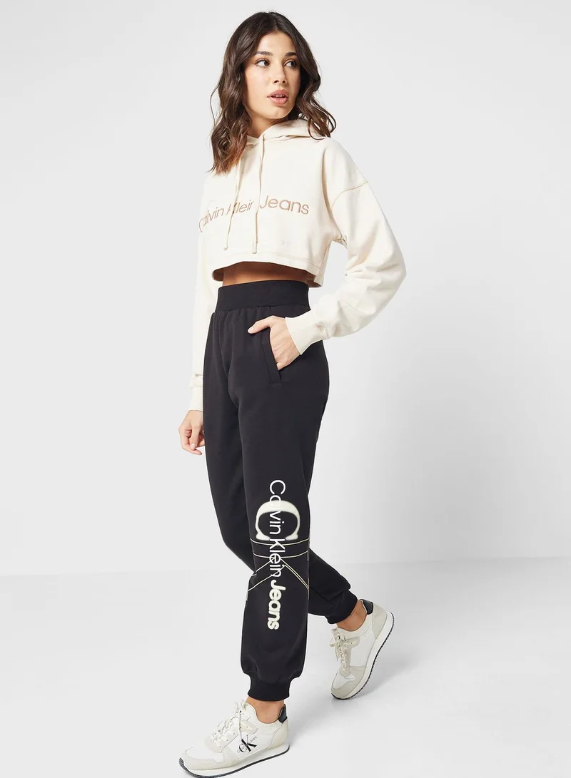 Calvin Klein Jeans Pocket Detail Crop Hoodie