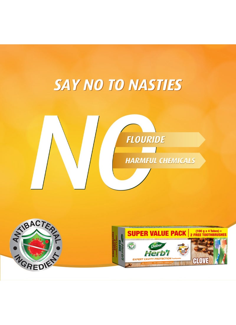 دابر معجون أسنان عشبي للحماية من التسوس بالقرنفل 4x100جم - Image 5