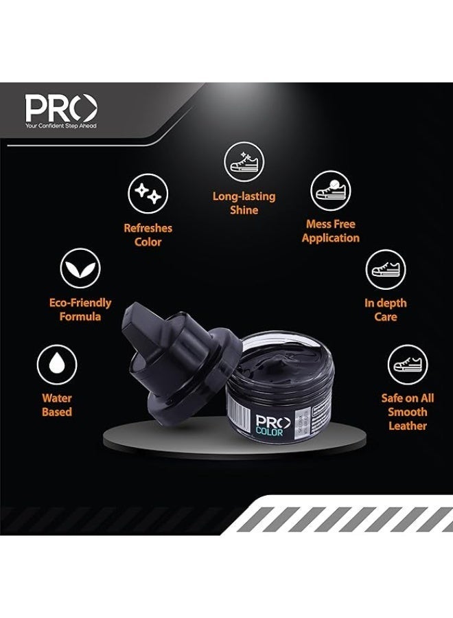 PRO SHOE CREAM WITH APPLICATOR  SHOE POLISH  LEATHER SHOE POLISH WITH APPLICATOR   50 ML - Image 2