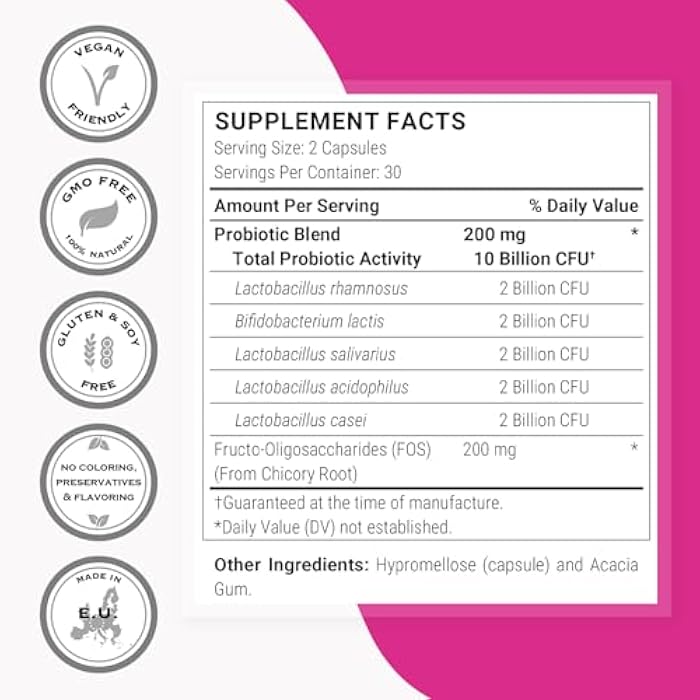 Supersmart - Vaginal Health - Prebiotic & Probiotic (with Lactobacillus Acidophilus) - Intimate Hygiene & Flora for Women | Non-GMO & Gluten Free - 60 DR Capsules - Image 4
