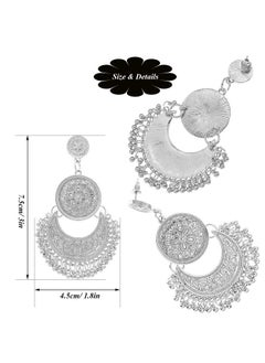 RechicGu Polish Silver Ethnic Bali Jhumka Jhumki Lotus Mexico Gypsy Dangle Earrings Traditional Ear Studs With Gift Box  - Image 4