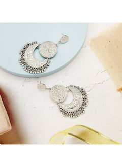 RechicGu Polish Silver Ethnic Bali Jhumka Jhumki Lotus Mexico Gypsy Dangle Earrings Traditional Ear Studs With Gift Box  - Image 5