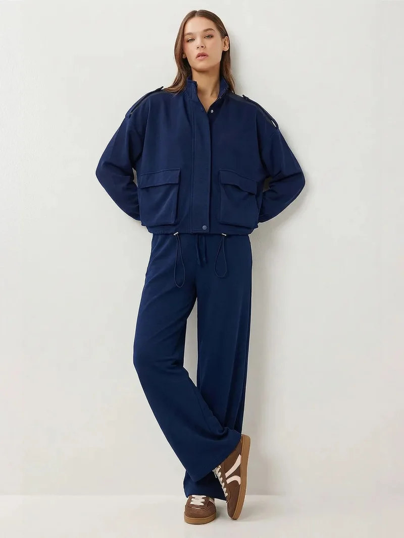 Happiness İstanbul ISTANBUL Pocket Detail Jacket &  Wide Leg Pants Two-Piece Set