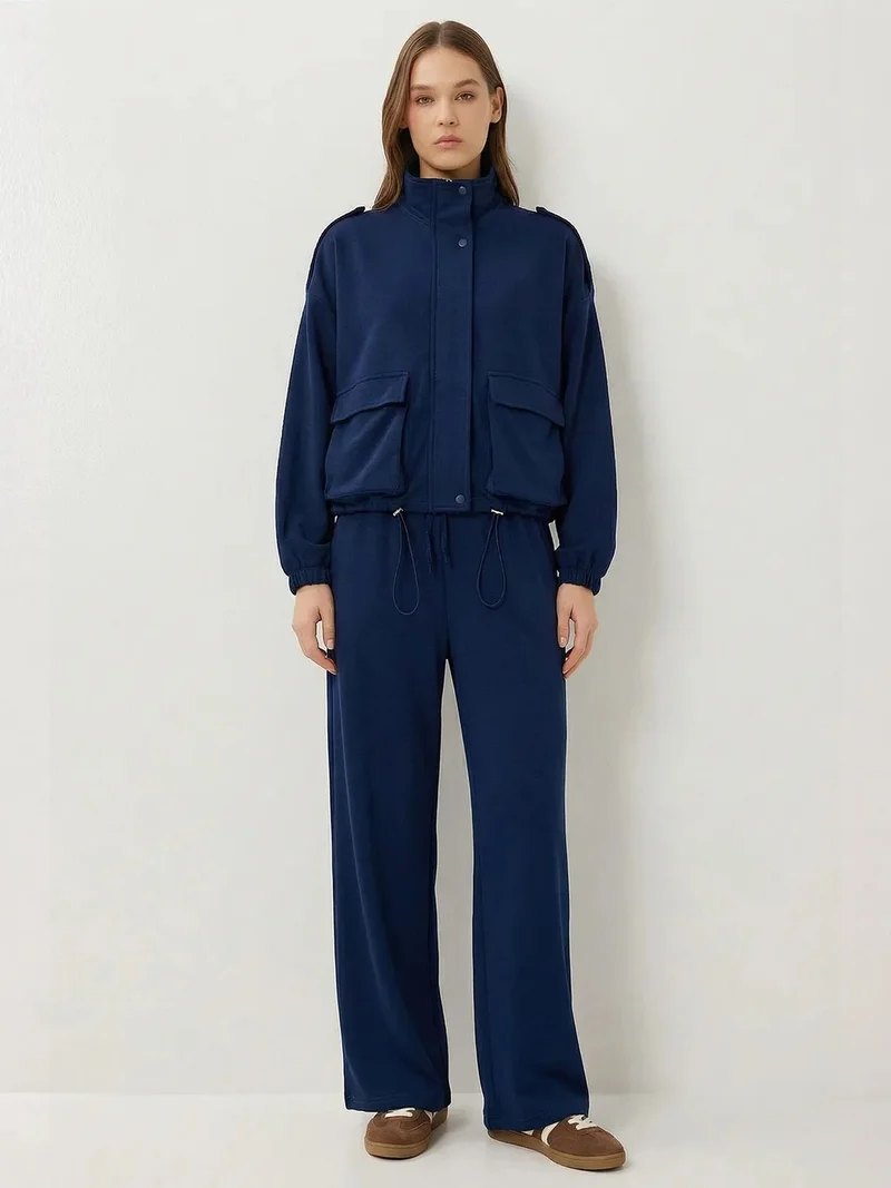 Happiness İstanbul ISTANBUL Pocket Detail Jacket &  Wide Leg Pants Two-Piece Set