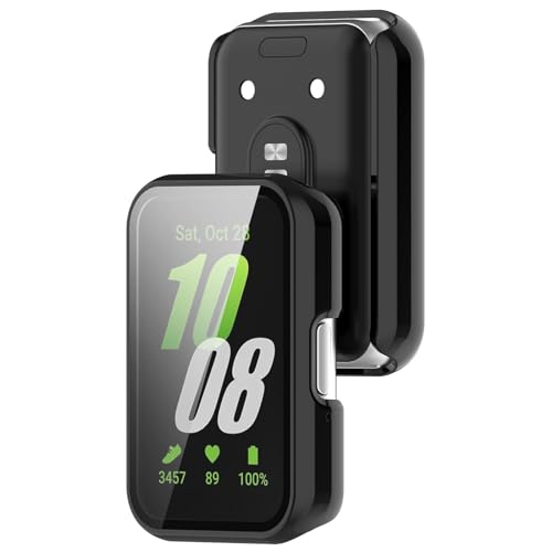 Wisely Electroplate Shine Protective Slim Bumper Tempered Glass Case Cover Compatible with Samsung Galaxy Fit 3, Luxury Black - Image 2