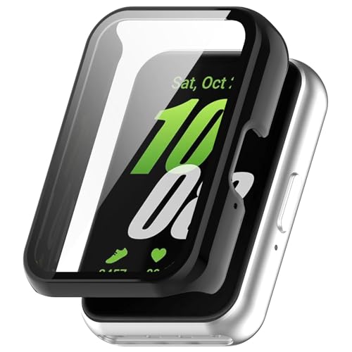 Wisely Electroplate Shine Protective Slim Bumper Tempered Glass Case Cover Compatible with Samsung Galaxy Fit 3, Luxury Black - Image 1