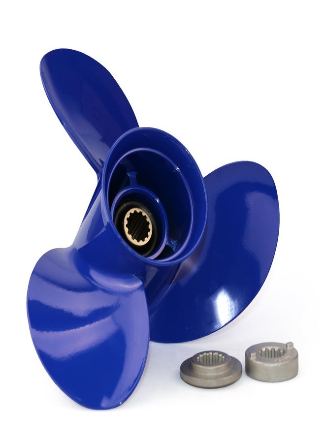 CAPTAIN Outboard Propeller Replace for Mercury 25-70 HP, 3-Blade 10 3/8" x 14" Pitch Aluminium Boat Propellers, OEM No.48-816706A45, 13 Tooth Splines, RH (Reflex Blue) - Image 1