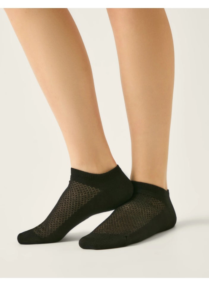 Conte Women's Ankle Socks, Pack of 4 White and Black ultra-short - Image 3