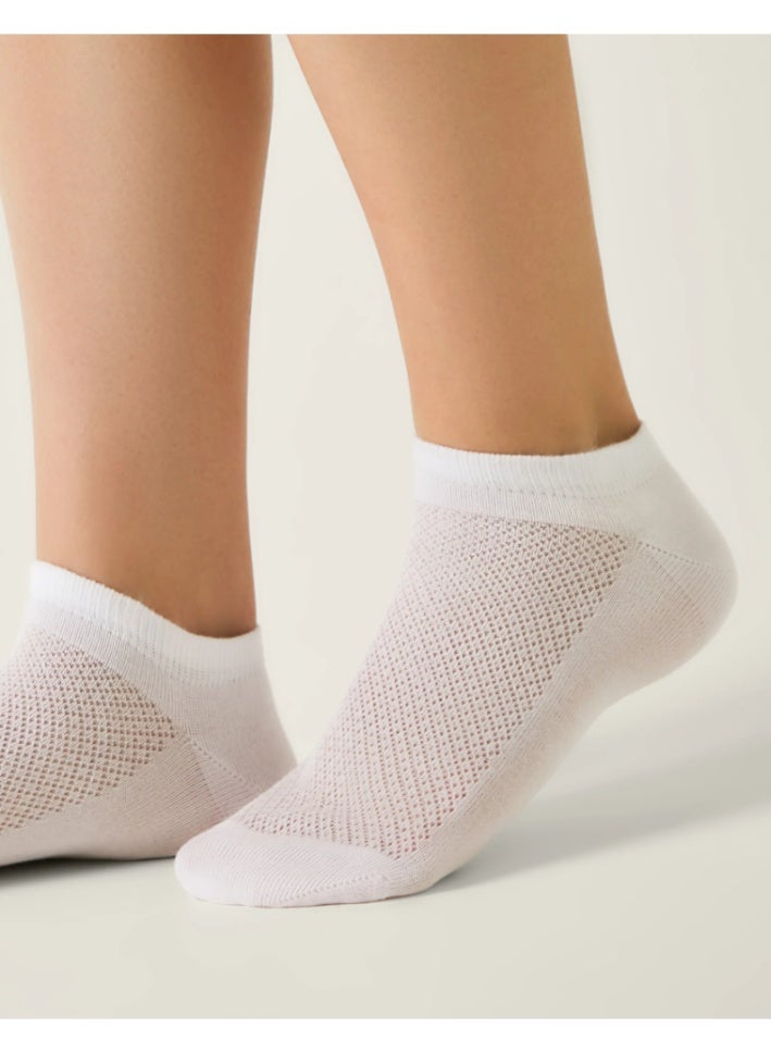 Conte Women's Ankle Socks, Pack of 4 White and Black ultra-short - Image 2