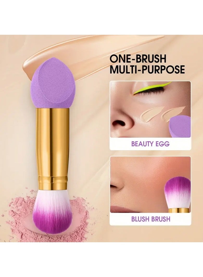 Goolsky Set Of 1/3 Double-ended Purple Makeup Sponge + Makeup Brush  - Image 2