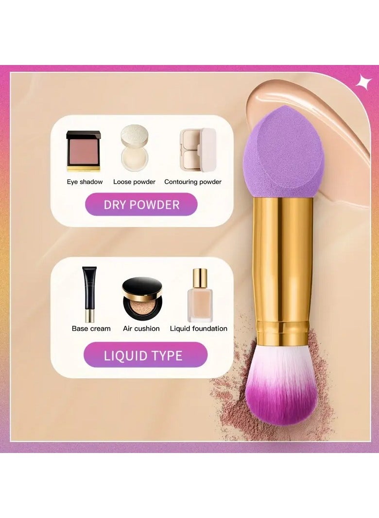 Goolsky Set Of 1/3 Double-ended Purple Makeup Sponge + Makeup Brush  - Image 3