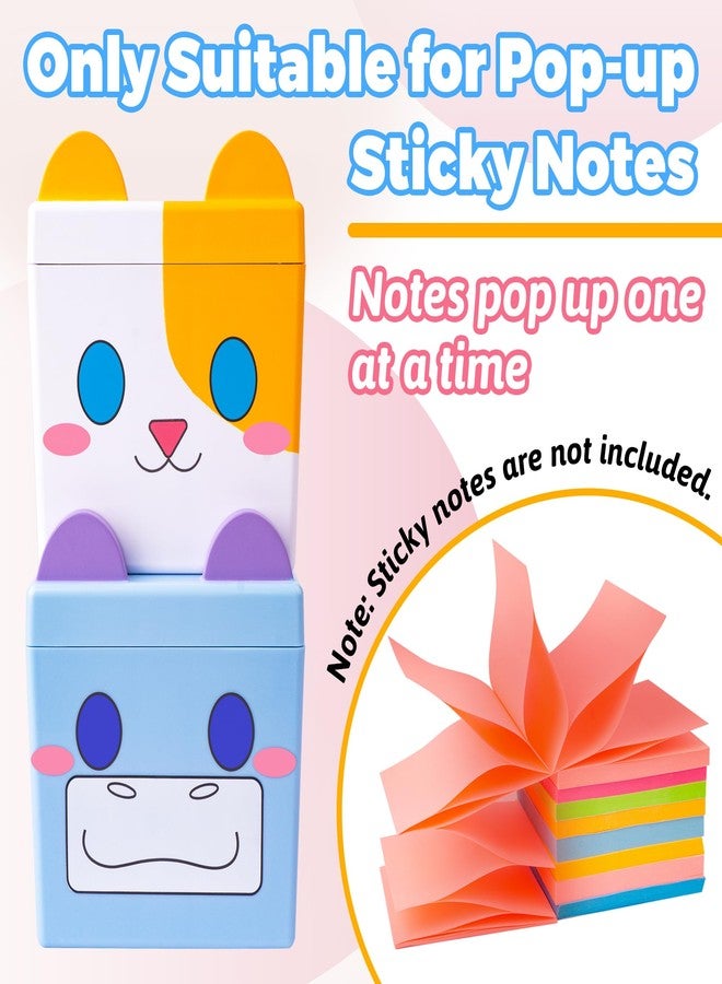Dormercy Pop-up Notes Dispenser, Hippo and Cat Cute Sticky Note Holder for Office, School, Animal Stationery Supplies for Office, School, Large Capacity, 3x3 in, 2 Pack(Patented) - Image 4