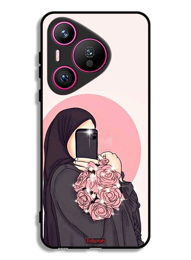 Tolwak Huawei Pura 70 Protective Case Cover Making Selfies While Holding Flowers Art - Image 1