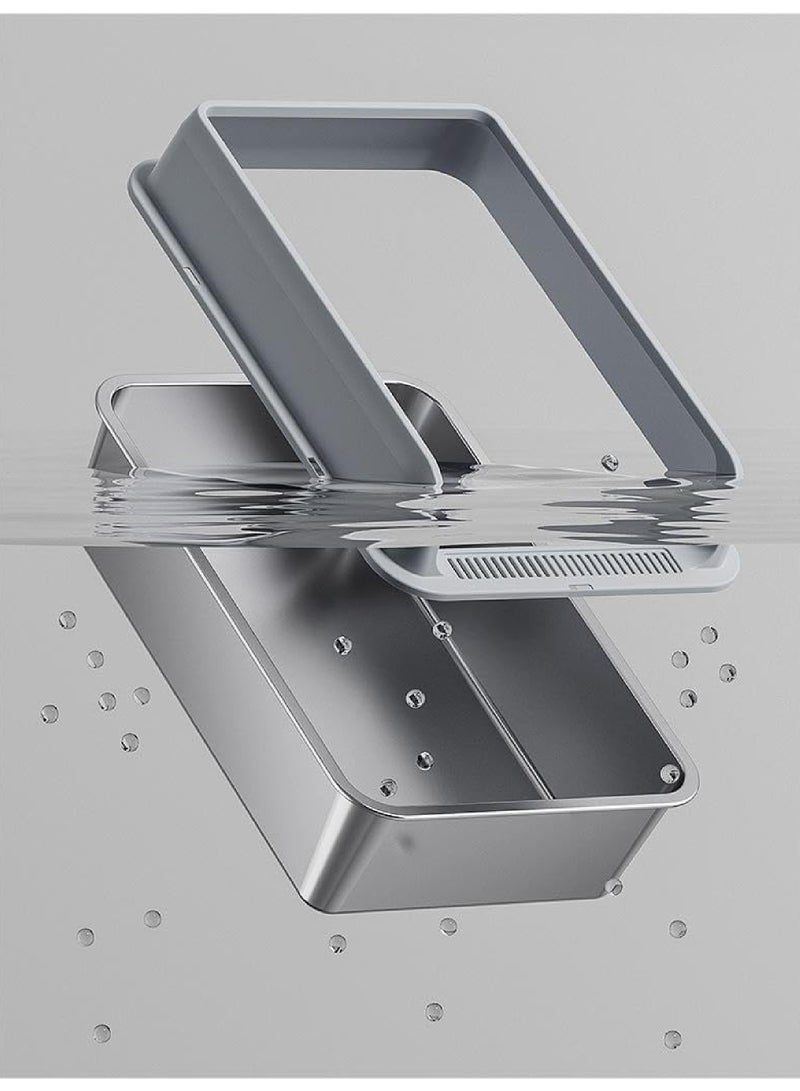 Rock Pow XXL Cat Litter Box Stainless Steel(201) with Scoop and Anti-Splash Cover 60x40x25cm  - Image 5