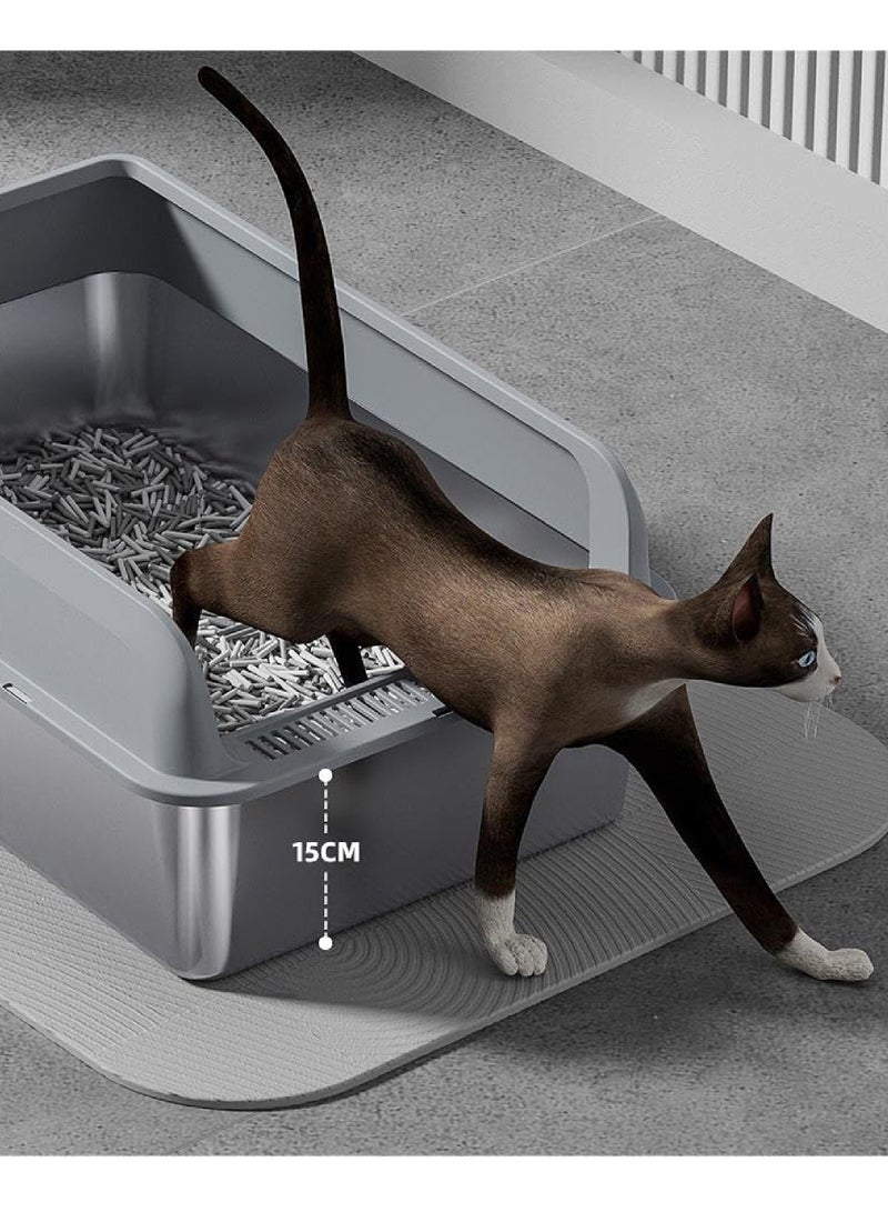 Rock Pow XXL Cat Litter Box Stainless Steel(201) with Scoop and Anti-Splash Cover 60x40x25cm  - Image 4