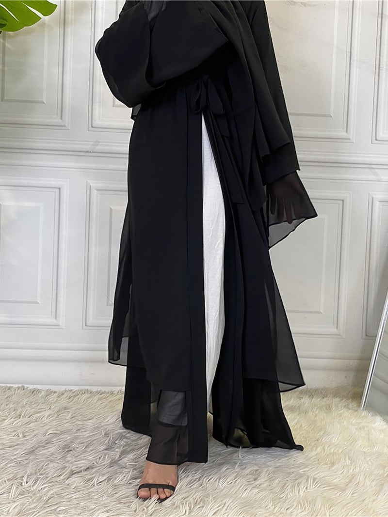 monica fashion Summer Simple Chiffon Cardigan Long-Sleeve Abaya - Image 1