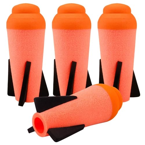 Ruibytree Mega Missile Refill for Nerf NStrike Elite Series 4 Pack Compatible Darts Mega Missile Refill Bullets Foam Rockets for Nerf Party Orange - Image 1