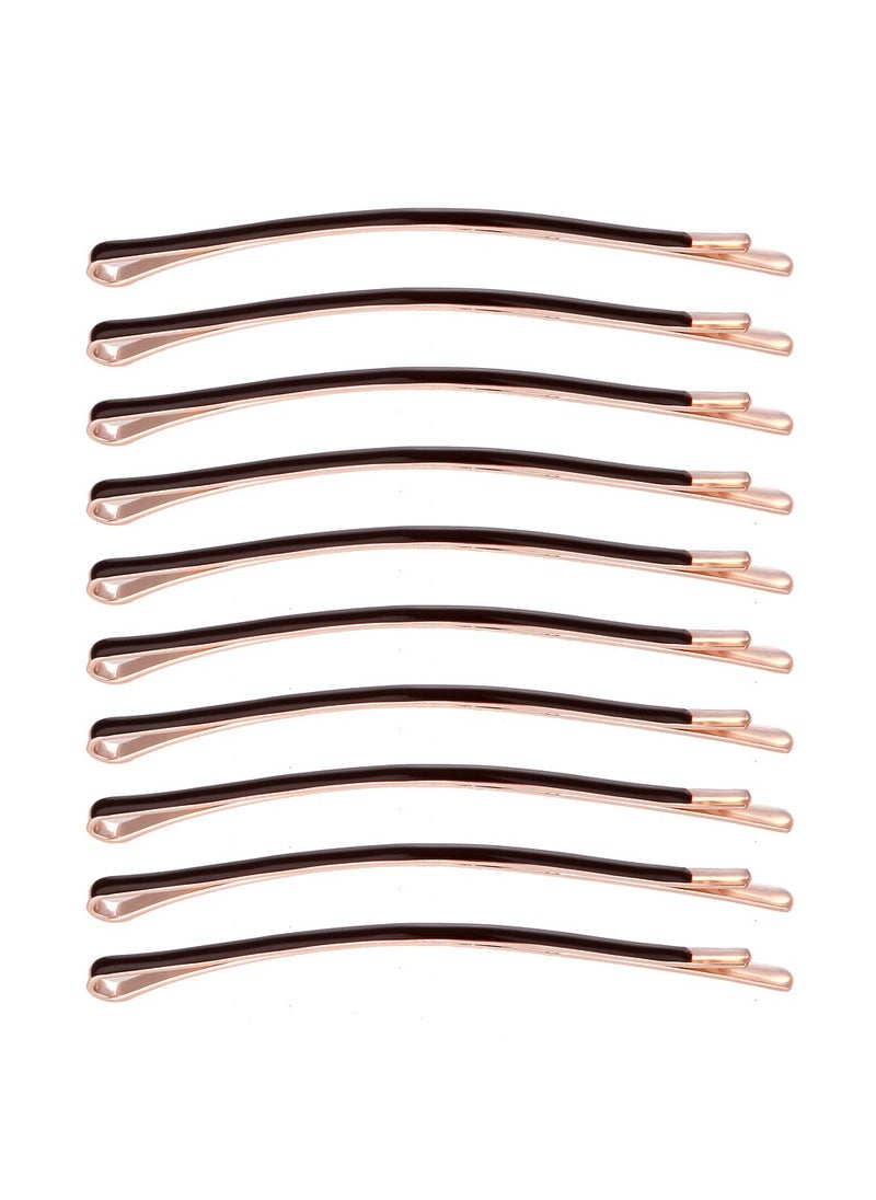 LONEEDY - Yishenyishi Pack of 10 Curved Jumbo Bobby PinsHair Clips Brown10pcs - Image 1