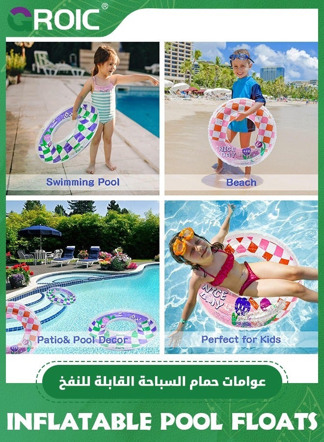 Generic 2 Pack Inflatable Pool Floats for Kids, Glitter Swim Rings Girls Boys Tubes Toy, Ring Toys Summer Beach Swimming Party Supplies, 22.8 Inch Outer Diameter  - Image 5