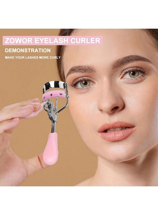 Zowor Eyelash Curler With Comb Fit All Eye Shape Curved Eyelash Curlersnatural And Long Lasting Lash Curler For Women Make Up Gift(Pink) - Image 3