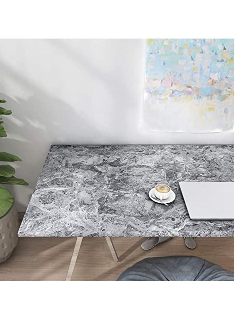 واي آند دي Self-Adhesive Wallpaper, Gray Marble Contact Paper, Oilproof Waterproof Wallpaper for Kitchen Bathroom Peel and Stick Countertop Paper PVC (Gray 15.7 in×196.8 in) - Image 2
