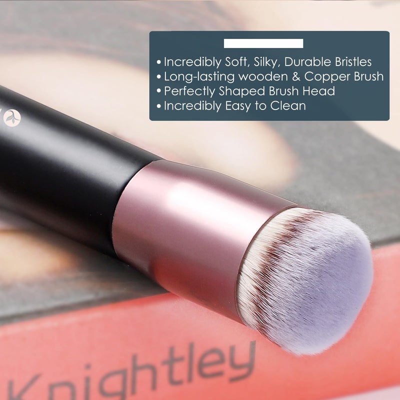 KINGMAS Round Top Foundation Brush, Premium Kabuki Makeup Brush for Liquid, Blending, Cream, Powder,Blush Buffing Stippling Face Makeup Tools (Black, B (Round Top)) - Image 3