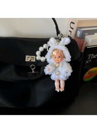 White fur lace doll pendant