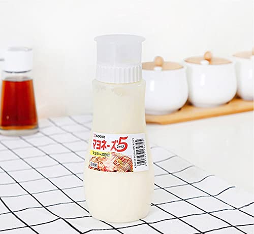 Zeesoon 5 Hole Sauce Plastic Squeeze Squirt Condiment Bottles Dispenser For Ketchup Jam Mayonnaise Mustard (White) 12.8 Oz - Image 1