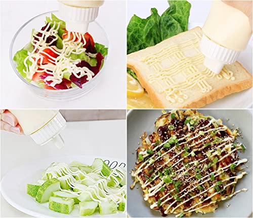 Zeesoon 5 Hole Sauce Plastic Squeeze Squirt Condiment Bottles Dispenser For Ketchup Jam Mayonnaise Mustard (White) 12.8 Oz - Image 4
